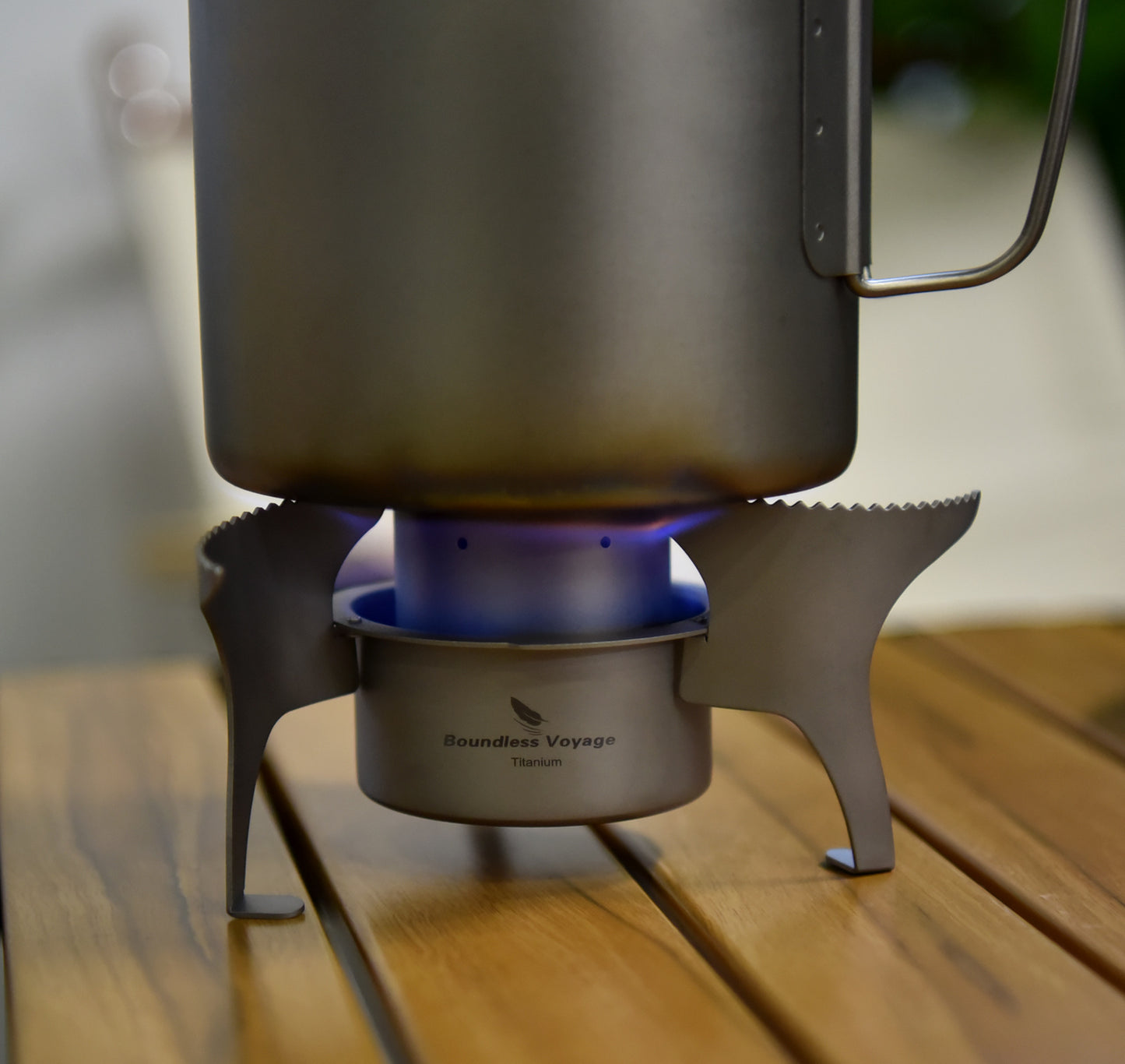 Boundless Voyage Titanium Alcohol Stove with Foldable Stand – Ultralight Spirit Burner for Camping, Backpacking & Outdoor Cooking