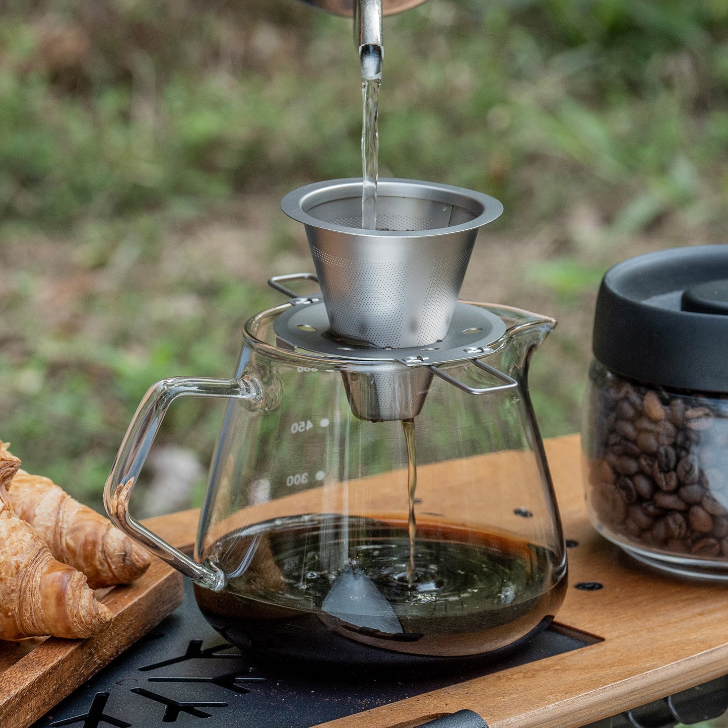 Boundless Voyage Pour Over Coffee Dripper,Titanium Coffee Filter With Foldable Holder Metal Cone Filter Paperless Reusable Portable for Home, Work, Outdoor Travel, Camping