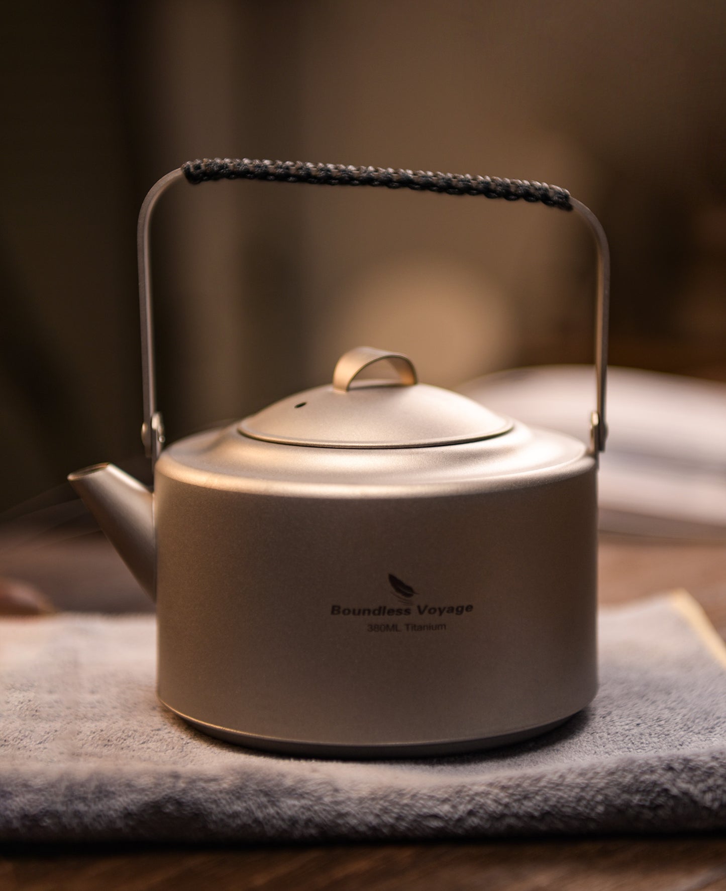 Boundless Voyage 380ml Ultralight Titanium Teapot | 122g Portable Mini Kettle with Filter & Foldable Lifting Handle | Camping & Hiking