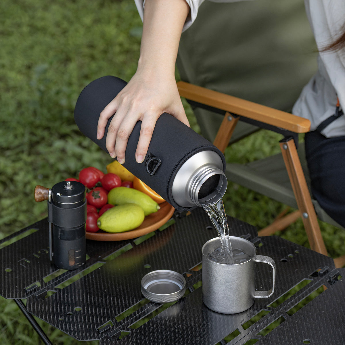 Boundless Voyage 1500ml Titanium Water Bottle – Lightweight Leak-Proof 1.5L Bottle with 2 Lids for Camping, Hiking, Travel & Gym