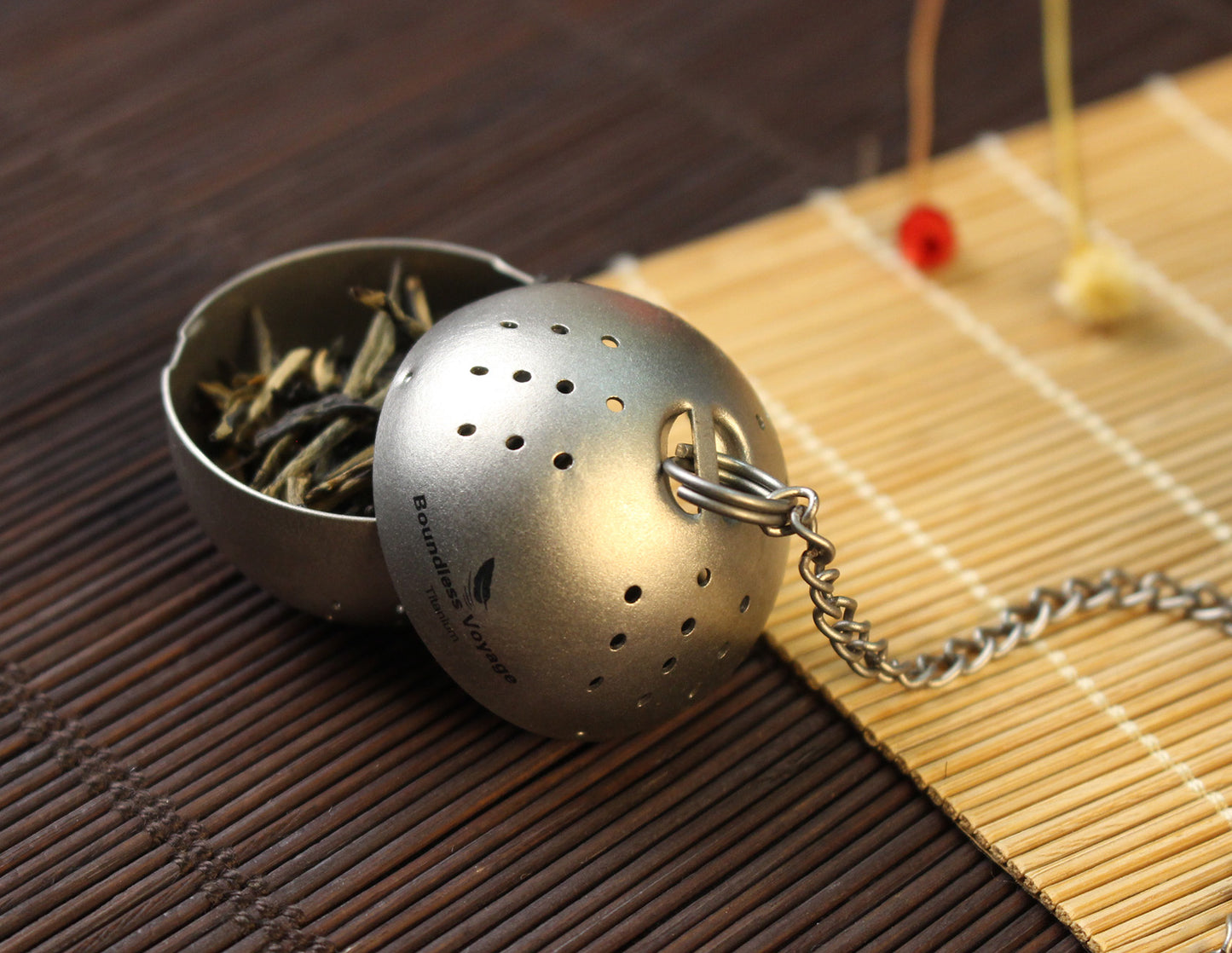 Boundless Voyage 10g Ultralight Titanium Tea Ball Infuser | Extra Fine Mesh Tea Steeper with Extended Chain | Rust-Proof Portable Filter for Loose Leaf Tea