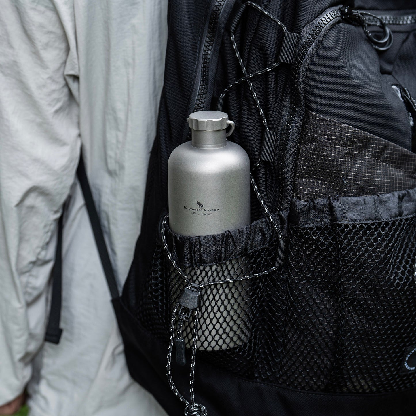 Boundless Voyage Titanium Water Bottle 600ml Ultralight Leak-Proof Lid, Durable & Corrosion Resistant, for Hiking, Camping, Travel & Everyday Use