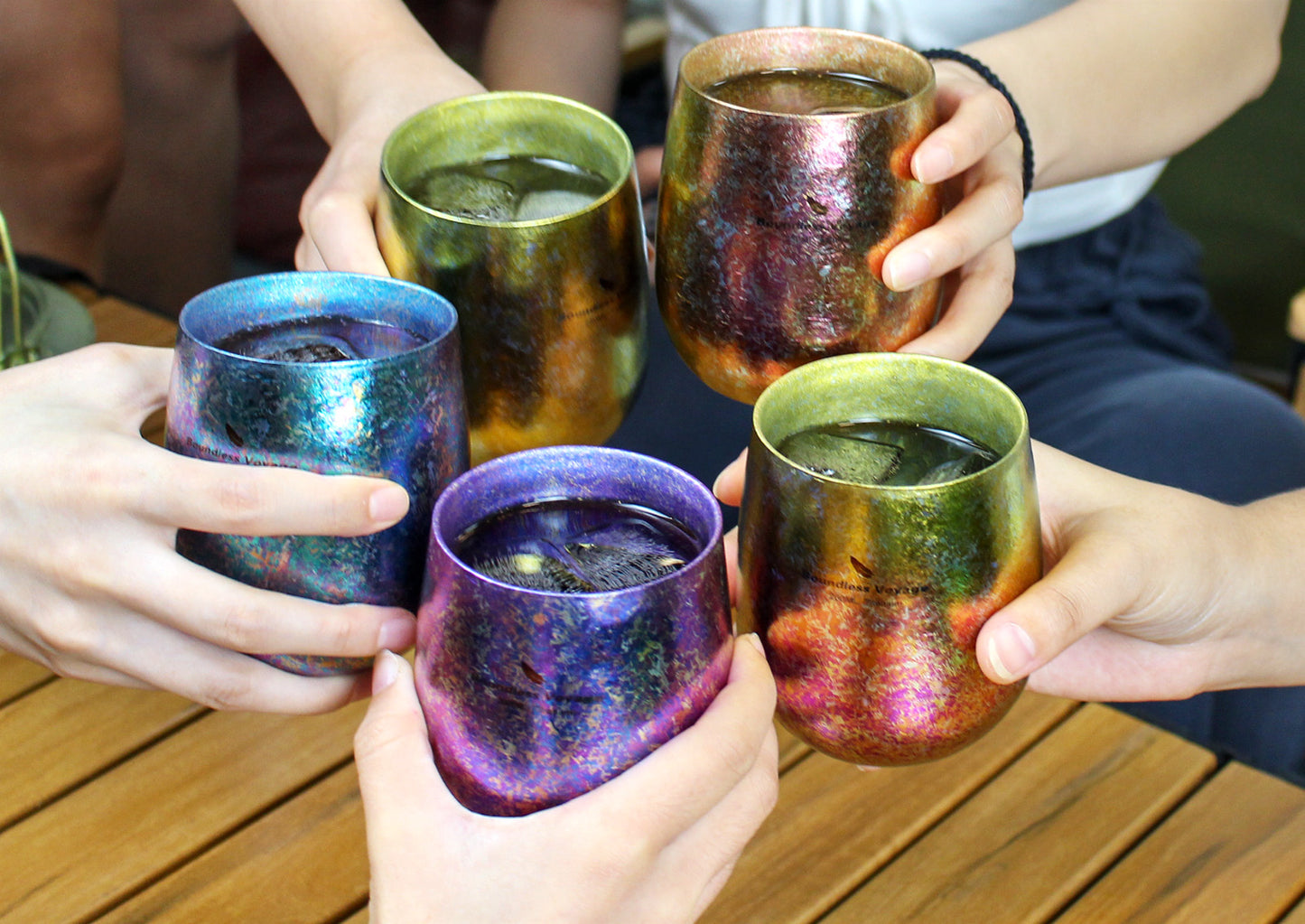 Boundless Voyage 260ml Double-Wall Titanium Cup – Colorful Insulated Mug with Ice Texture, Ultralight TA1 Titanium Coffee Tea Cup for Camping, Beer & Travel