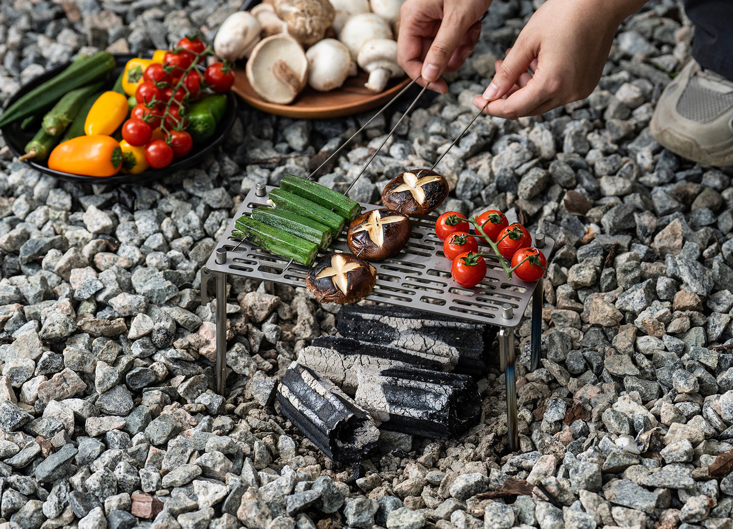 Boundless Voyage Titanium Mini Camping Grill – Ultralight BBQ Grate with Carry Bag for Backpacking, Charcoal Grilling & Outdoor Cooking