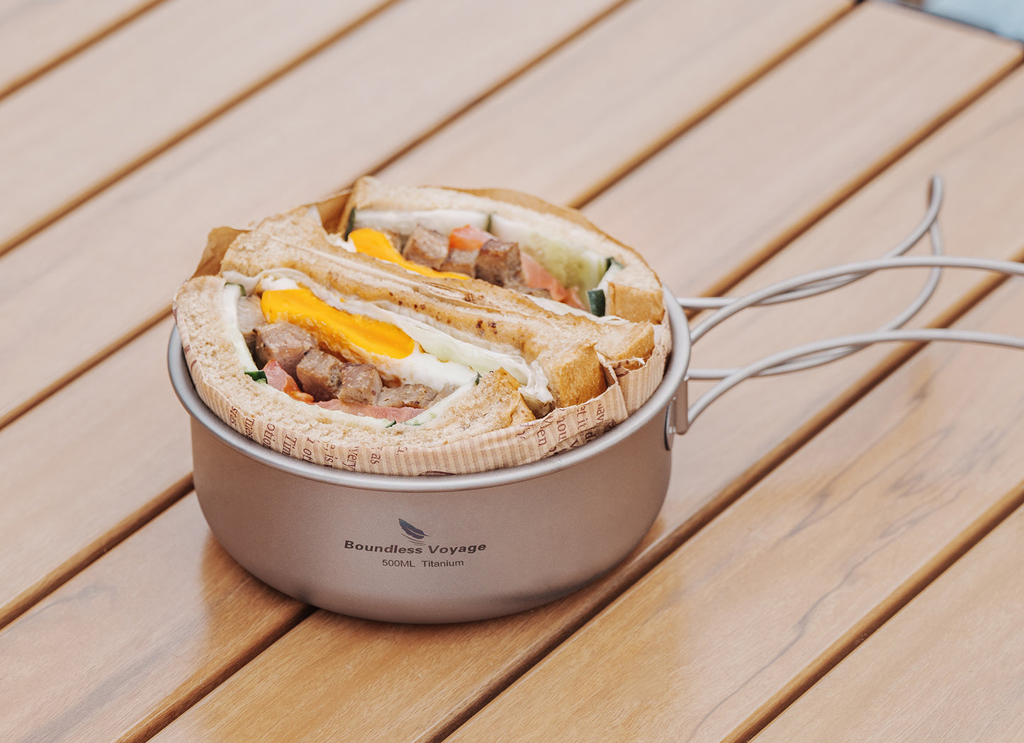 Boundless Voyage Titanium Bowls & Plates Set – 5-Piece Ultralight Folding-Handle Camping Tableware (350/500/600/700/800ml)