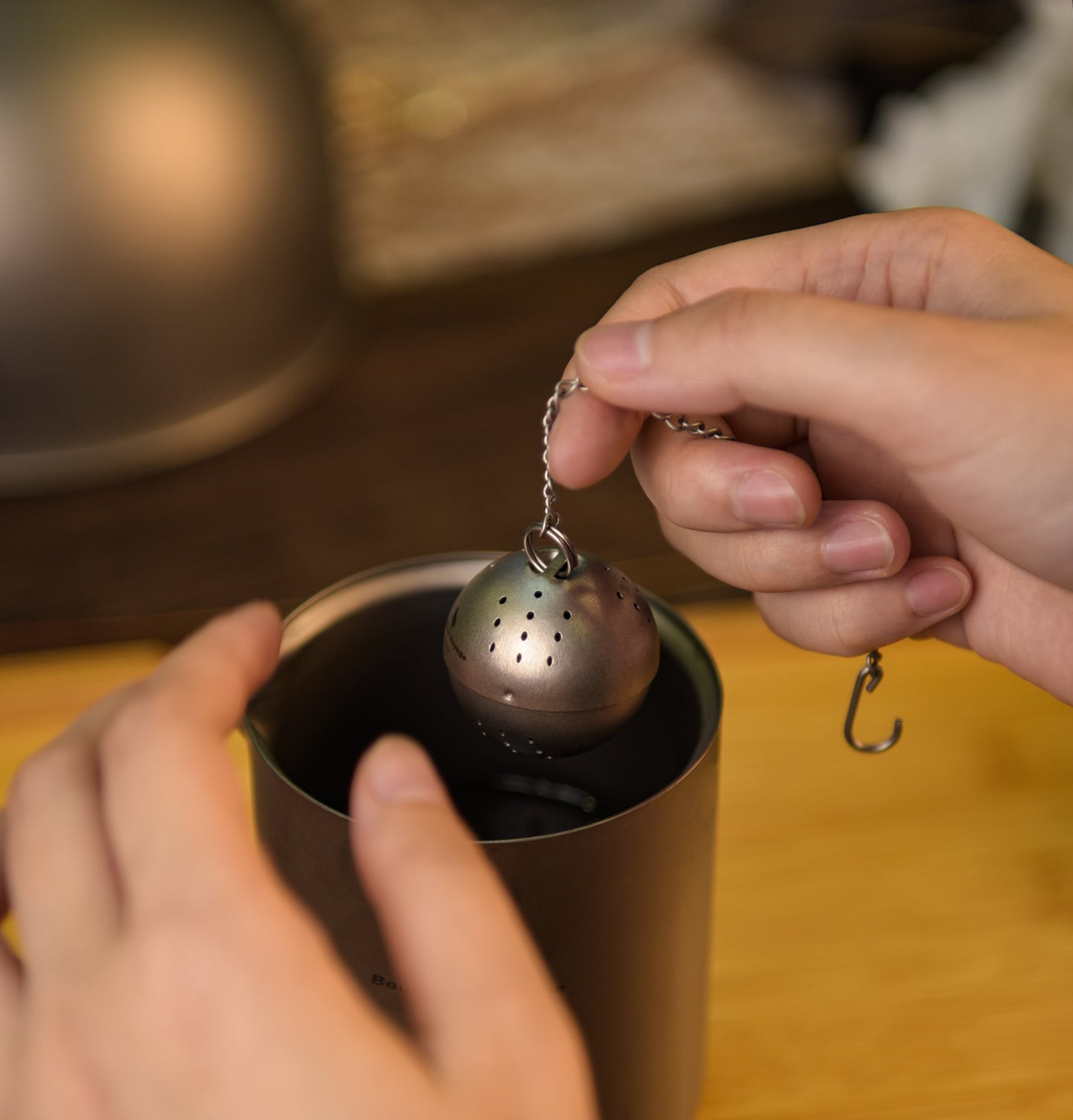 Boundless Voyage 10g Ultralight Titanium Tea Ball Infuser | Extra Fine Mesh Tea Steeper with Extended Chain | Rust-Proof Portable Filter for Loose Leaf Tea