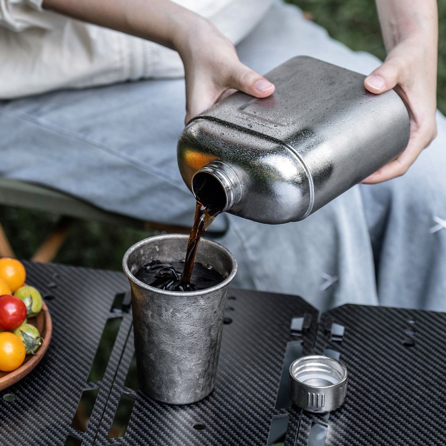 Boundless Voyage 1100ml TA1 Titanium Water Bottle – Single Wall Open-Fire Canteen with Leakproof Lid & Carry Sleeve for Camping & Outdoor Survival