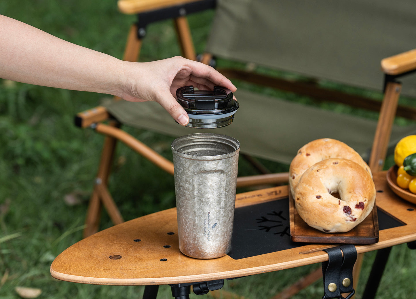 Boundless Voyage Titanium Thermos Bottle with Lid Double-Walled Insulated Water Mug 500ml