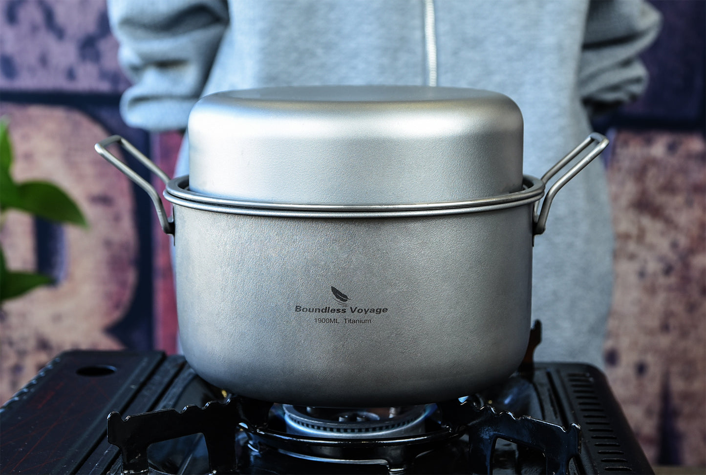 Boundless Voyage Titanium Camping Cookware Set 1900ml+900ml with Steamer – Multifunctional Pot, Frying Pan & Lid Kit, Ultralight Outdoor Cooking System for Hiking & Backpacking