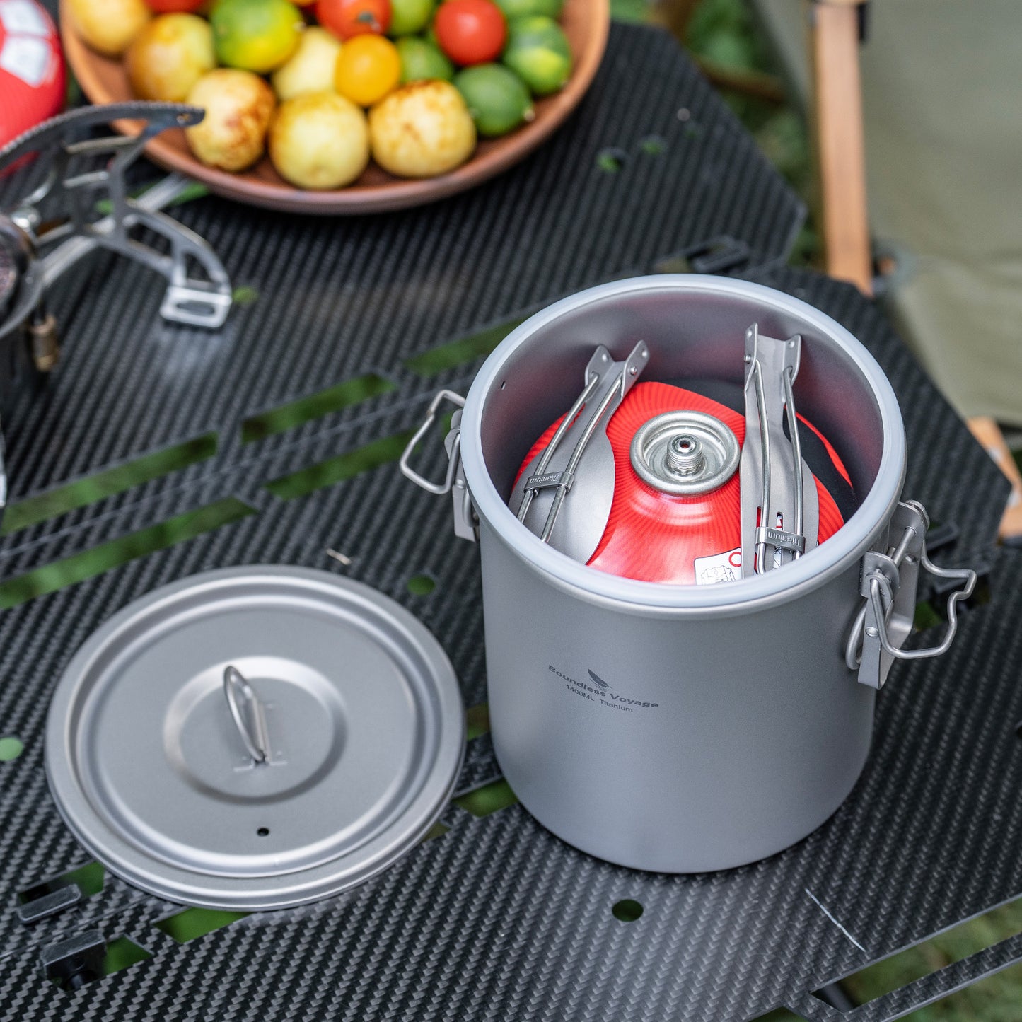 Boundless Voyage Titanium Rice Cooker Pot Ultralight Camping Cookware for Hiking & Travel