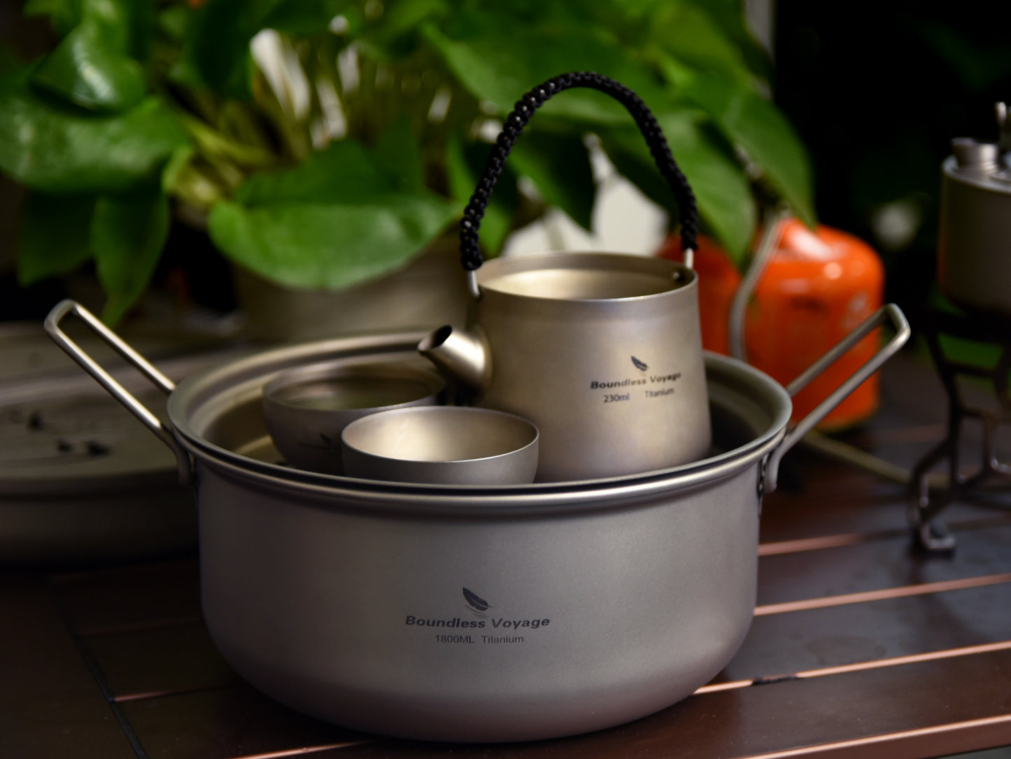 Boundless Voyage Titanium Steamer Pot Set with Lid – Ultralight Camping Stockpot & Steaming Kit, TA1 Titanium Outdoor Cookware for Backpacking, Hiking & Healthy Cooking