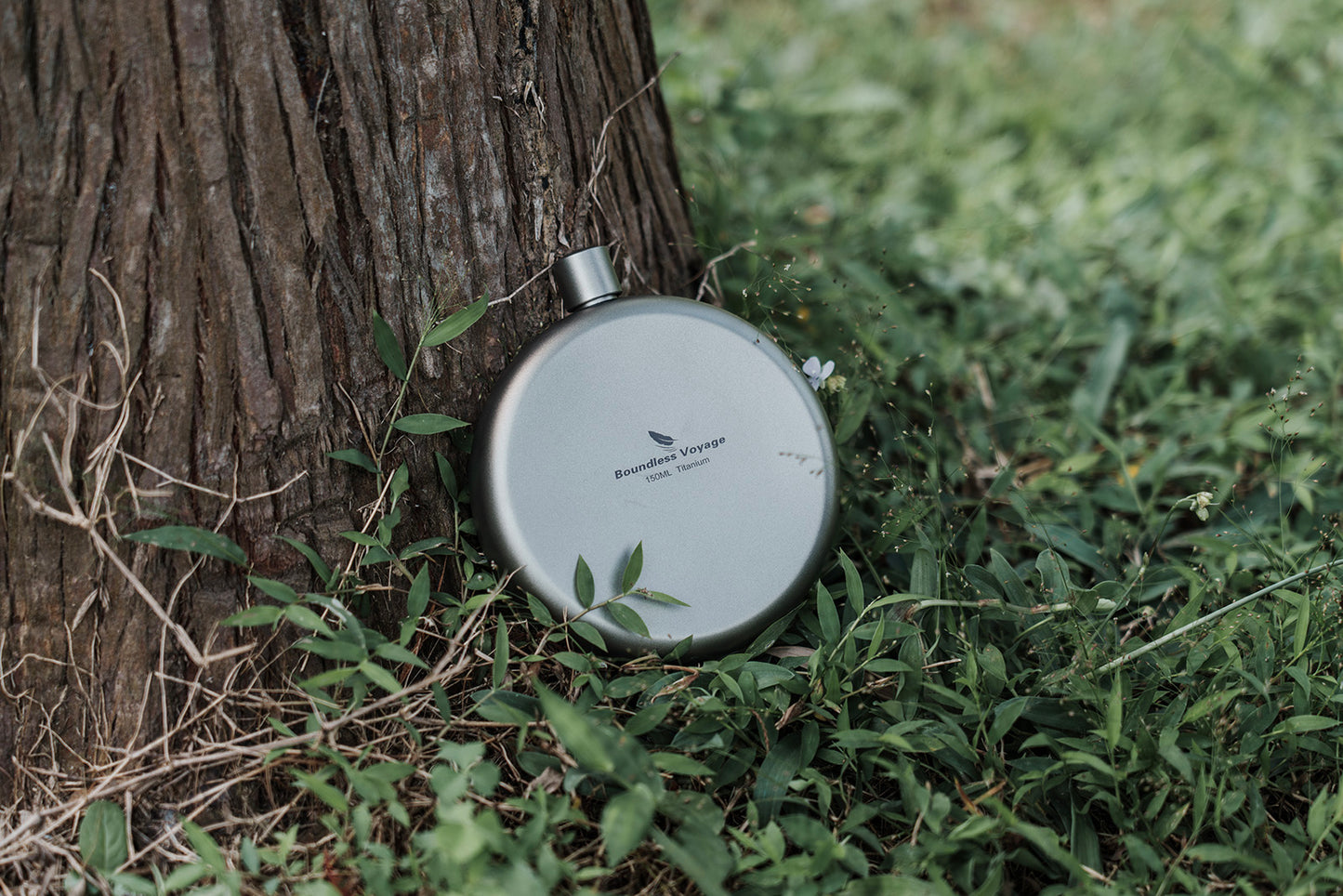 Boundless Voyage 150ml Titanium Hip Flask Set with Funnel & Shot Cup – Ultralight TA1 Titanium Whiskey Flask, Leakproof Pocket Liquor Bottle for Camping, Travel & Gifts