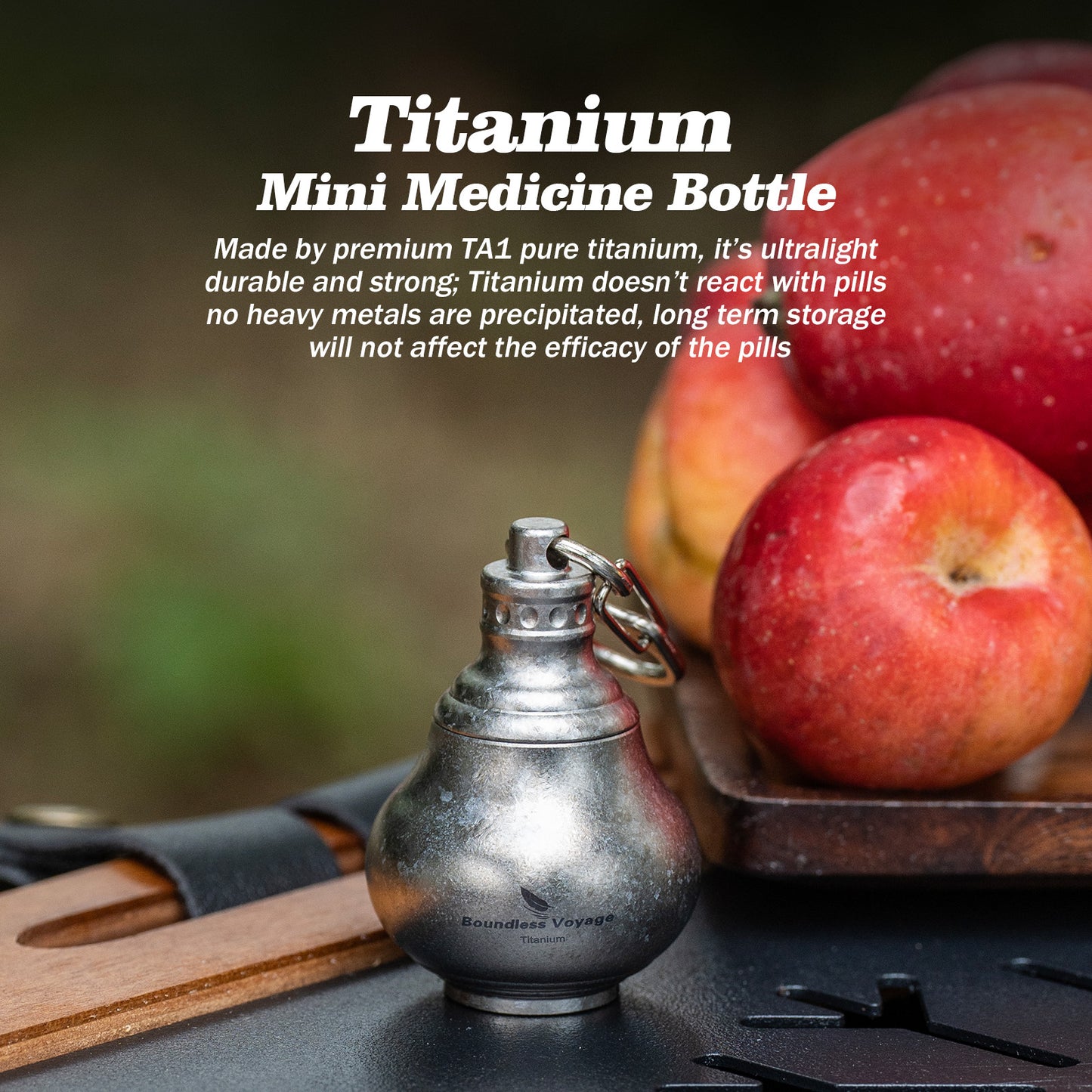 Boundless Voyage Titanium Mini Medicine Bottle – Ultralight Waterproof Pill Jar for Travel, EDC & Outdoor Use
