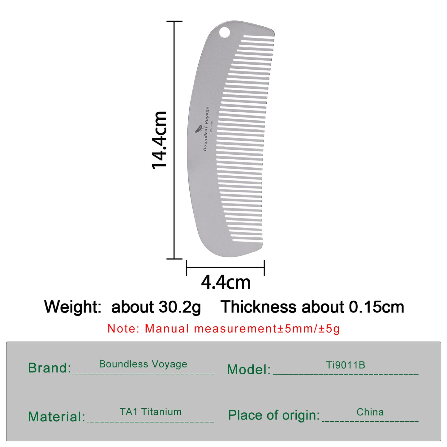 Boundless Voyage Titanium Crescent Comb – Hair & Beard Grooming Comb for Travel, EDC & Everyday Use