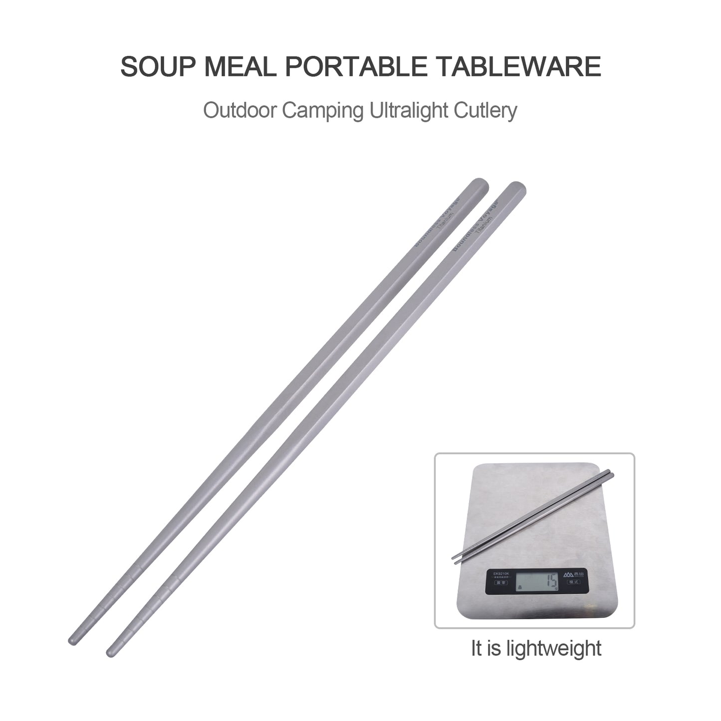 Boundless Voyage 23cm Titanium Square Chopsticks – Ultralight Reusable Cutlery for Home, Camping, Travel & Outdoor Dining