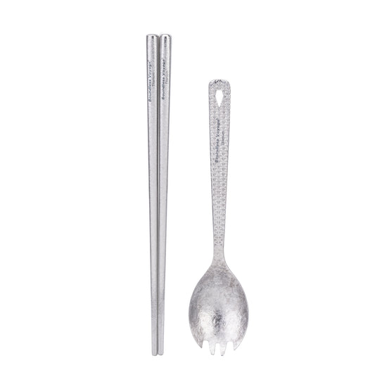 Boundless Voyage Titanium Chopsticks & Spork Set | Ultralight 2-in-1 Camping Cutlery | Non-Coated & Dishwasher Safe