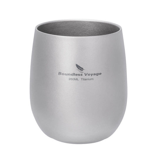 Boundless Voyage Titanium Double-Wall Cup – Ultralight TA1 Camping Coffee Mug for Travel, Hiking & Outdoor Use