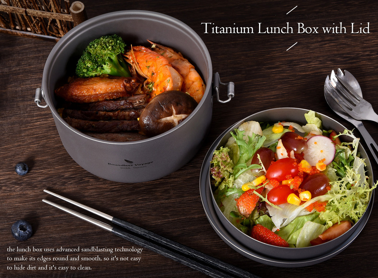 Boundless Voyage Titanium Lunch Box with Lid – Multi-Layer Bento Box for Salad, Soup & Daily Meals | Uncoated, Lightweight & Durable