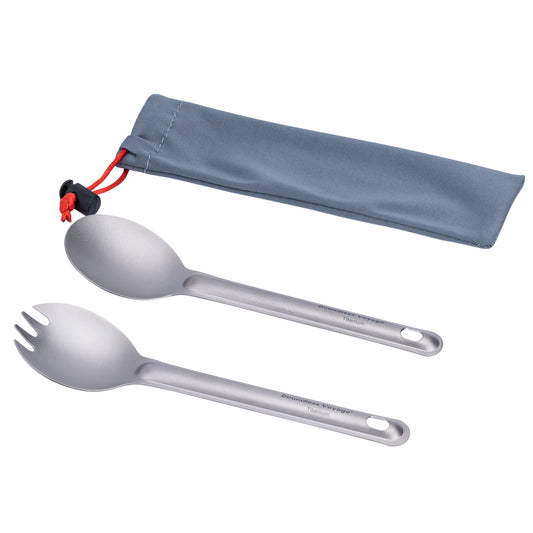 Boundless Voyage Titanium Spoon & Spork Set – Ultralight Camping Cutlery Set with Storage Bags for Travel & Outdoor Dining
