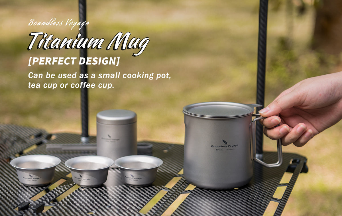 Boundless Voyage 600ml Titanium Camping Cup with Lid & Tea Filter – Ultralight Outdoor Mug for Coffee, Tea & Backpacking
