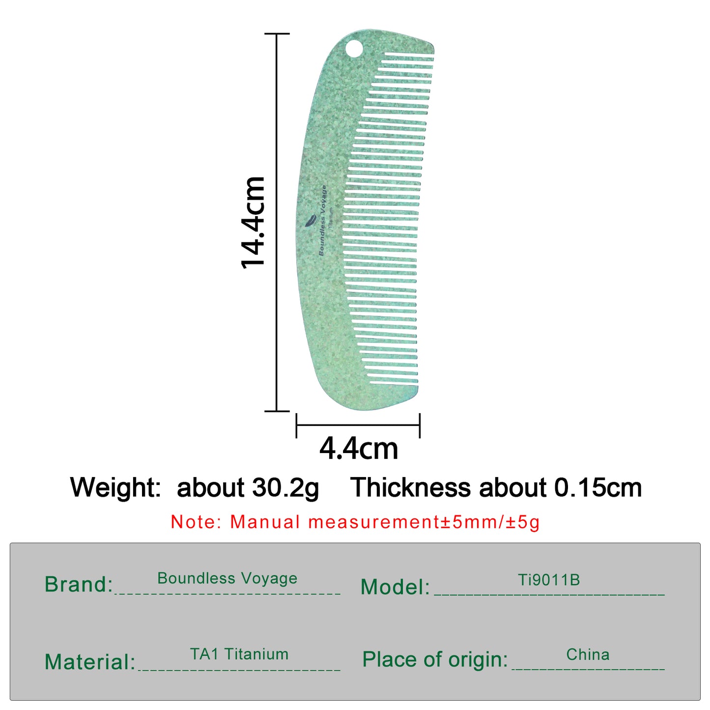 Boundless Voyage Titanium Crescent Hair & Beard Comb – Lightweight Unisex Grooming Tool for Home & Travel