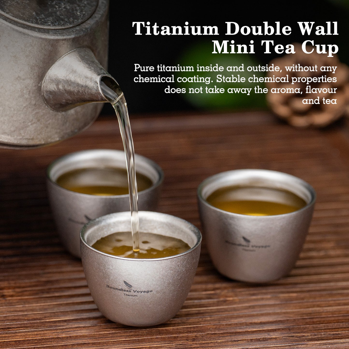 Boundless Voyage 40ml Double-Wall Titanium Sake Cup – Ultralight Insulated Shot Mug, TA1 Titanium Mini Cup for Whiskey, Tea & Outdoor Camping