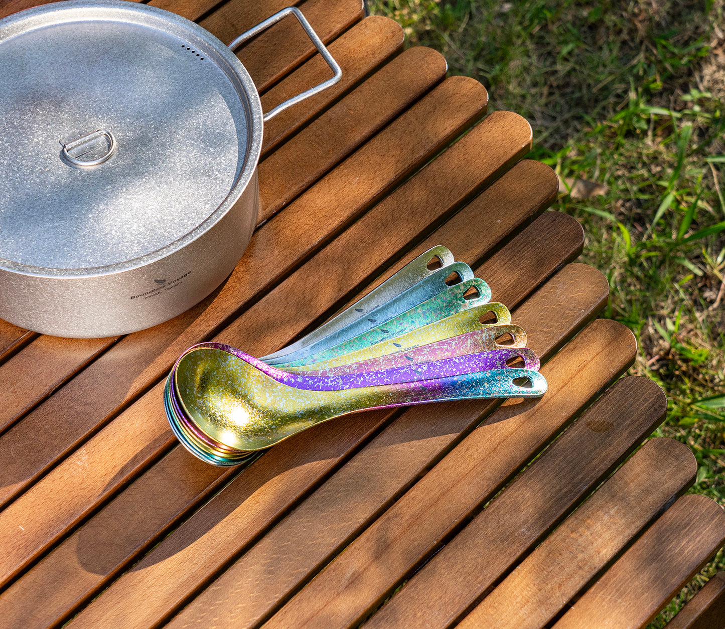 Boundless Voyage Titanium Serving Spoon 21.5cm – Large Ultralight Cooking Spoon for Camping, Outdoor Kitchen & Food Serving