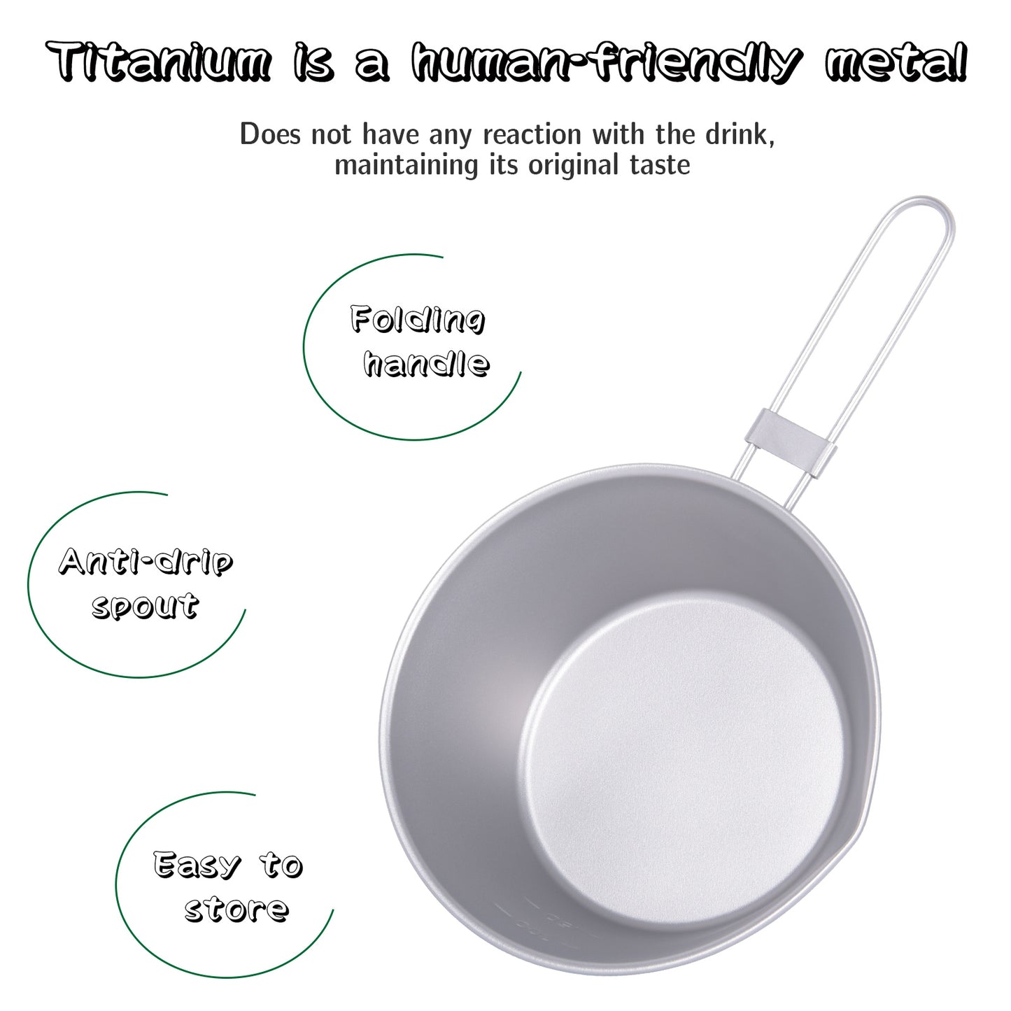 Boundless Voyage Titanium Sierra Cup Bowl with Folding Handle Outdoor Camping Hiking Portable Pan Tableware  450ml