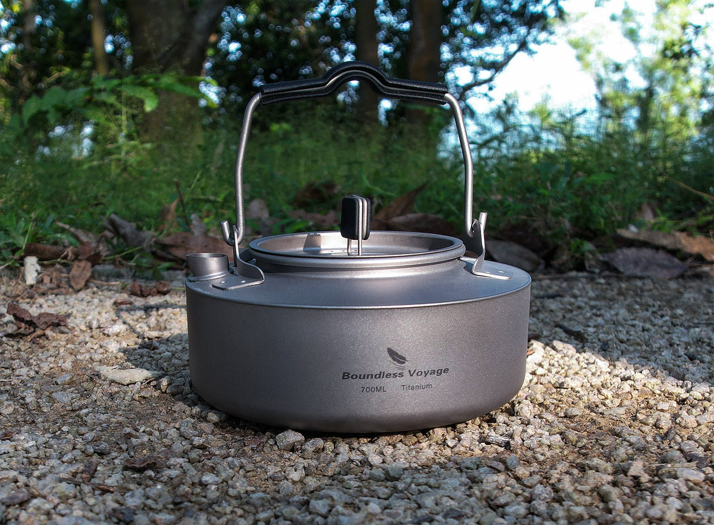 Boundless Voyage 700ml Titanium Camping Kettle – Ultralight Teapot with Folding Handle for Outdoor Cooking & Boiling Water