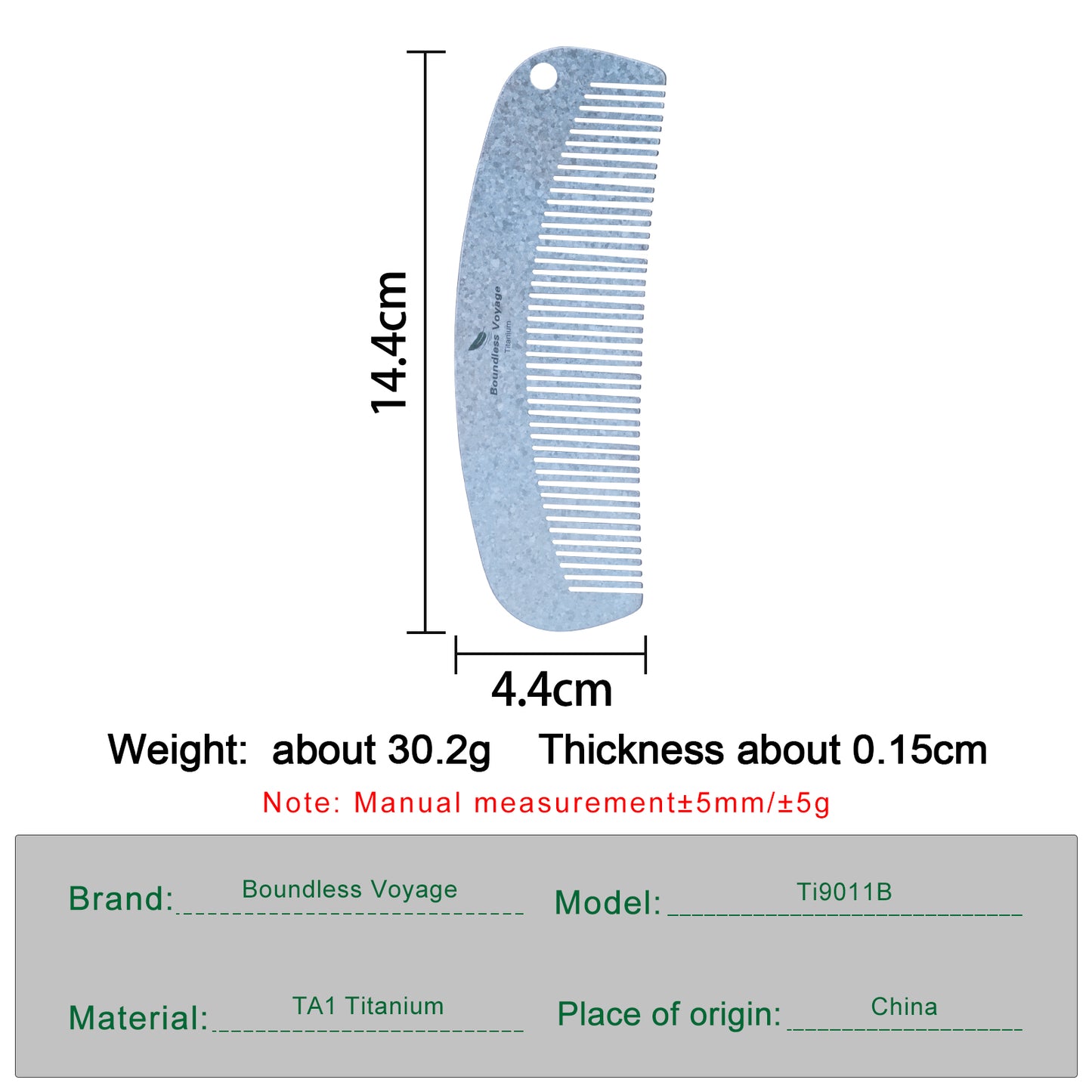 Boundless Voyage Titanium Crescent Hair & Beard Comb – Lightweight Unisex Grooming Tool for Home & Travel
