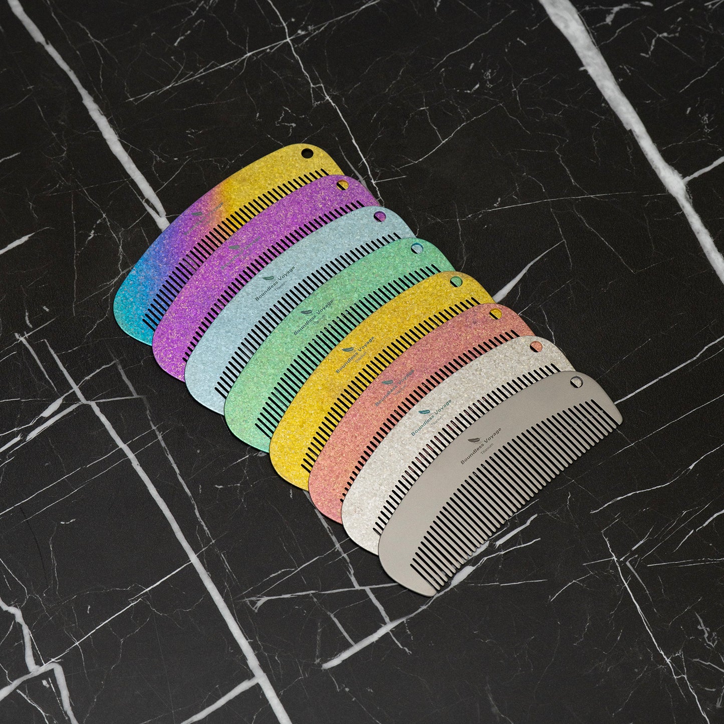 Boundless Voyage Titanium Crescent Comb – Hair & Beard Grooming Comb for Travel, EDC & Everyday Use