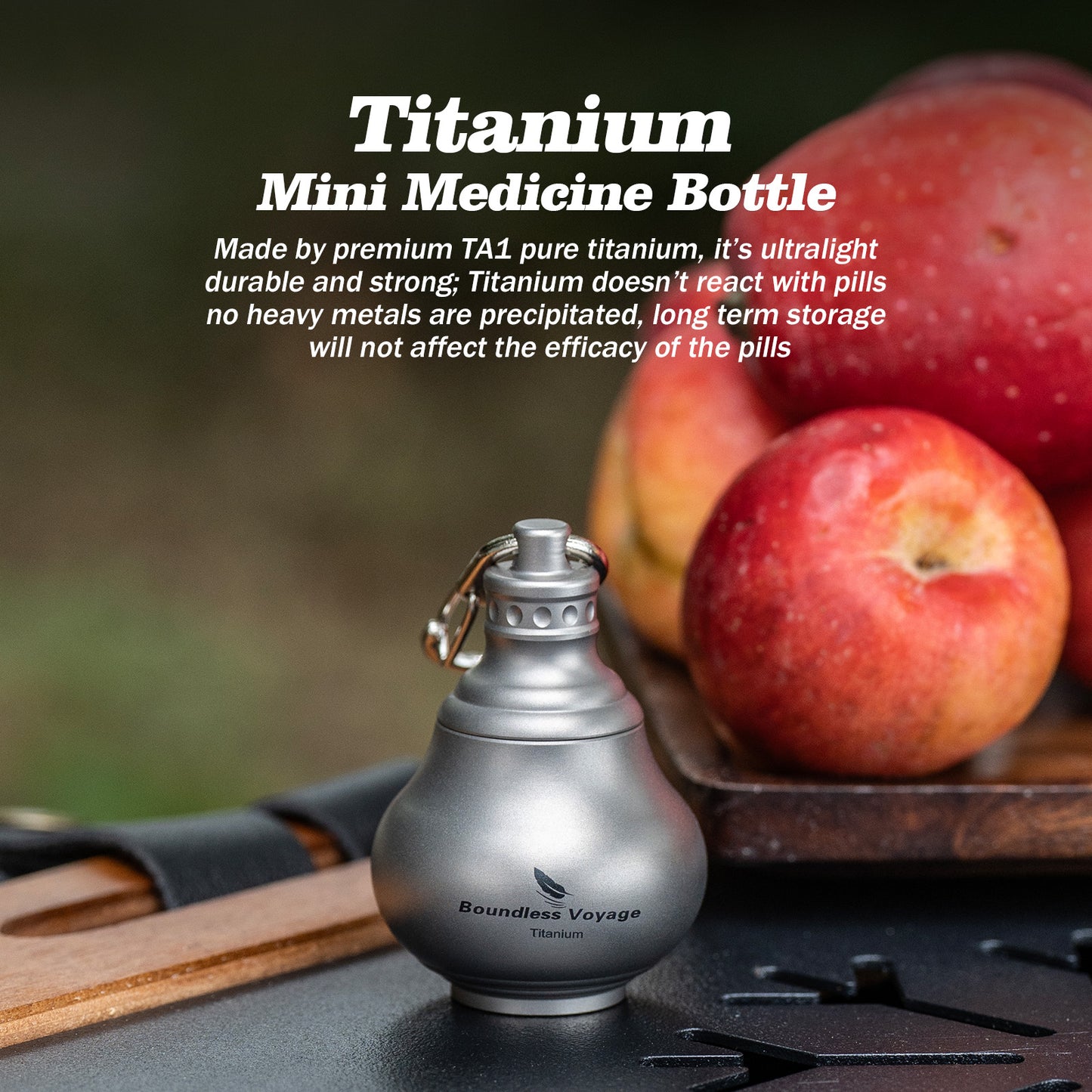 Boundless Voyage Titanium Mini Medicine Bottle – Ultralight Waterproof Pill Jar for Travel, EDC & Outdoor Use