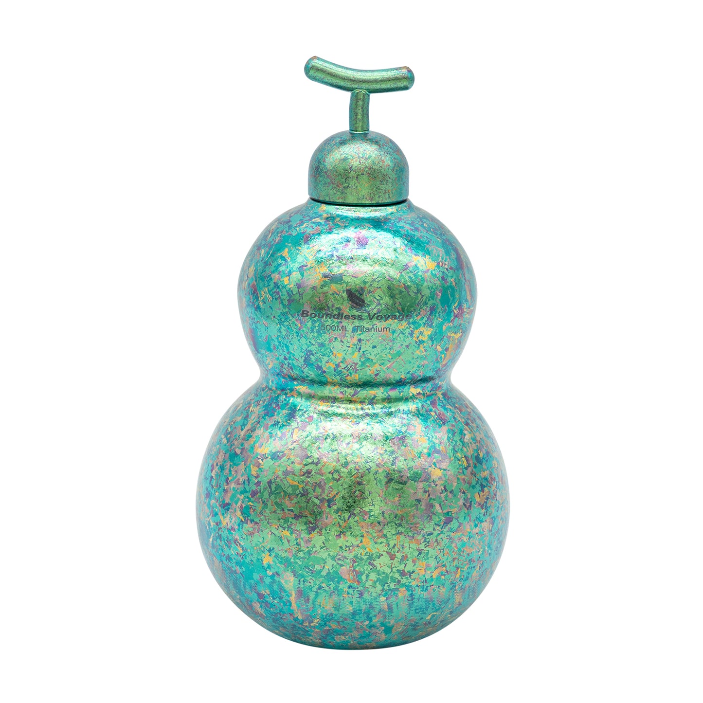 Boundless Voyage Premium Titanium Gourd Flask  | 500ml Crystallized Ice-Texture Canteen | Ultralight & Rustproof Alcohol Drinkware for Hiking & Camping