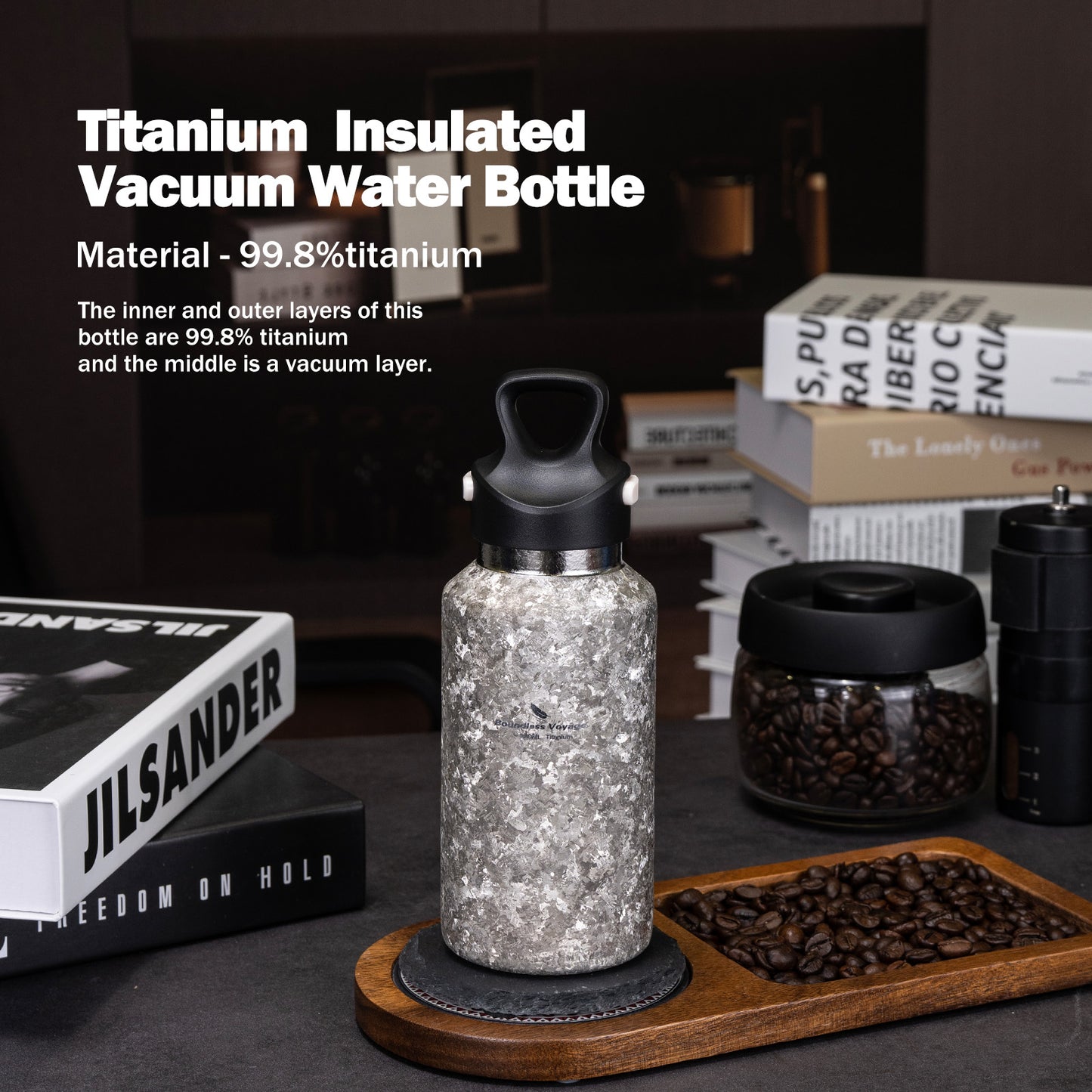 Boundless Voyage Titanium Thermos Vacuum Water Bottle Double-Walled Lightweight Leak-Proof Sport Bottle for Travel Outdoor Office