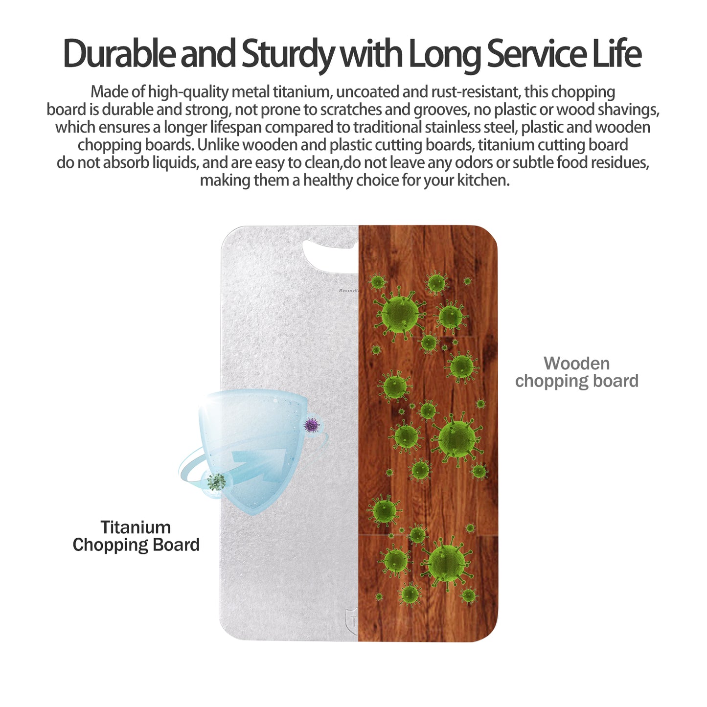 Boundless Voyage Titanium Cutting Board – Medium Lightweight Metal Chopping Board for Kitchen, Camping & Outdoor Cooking