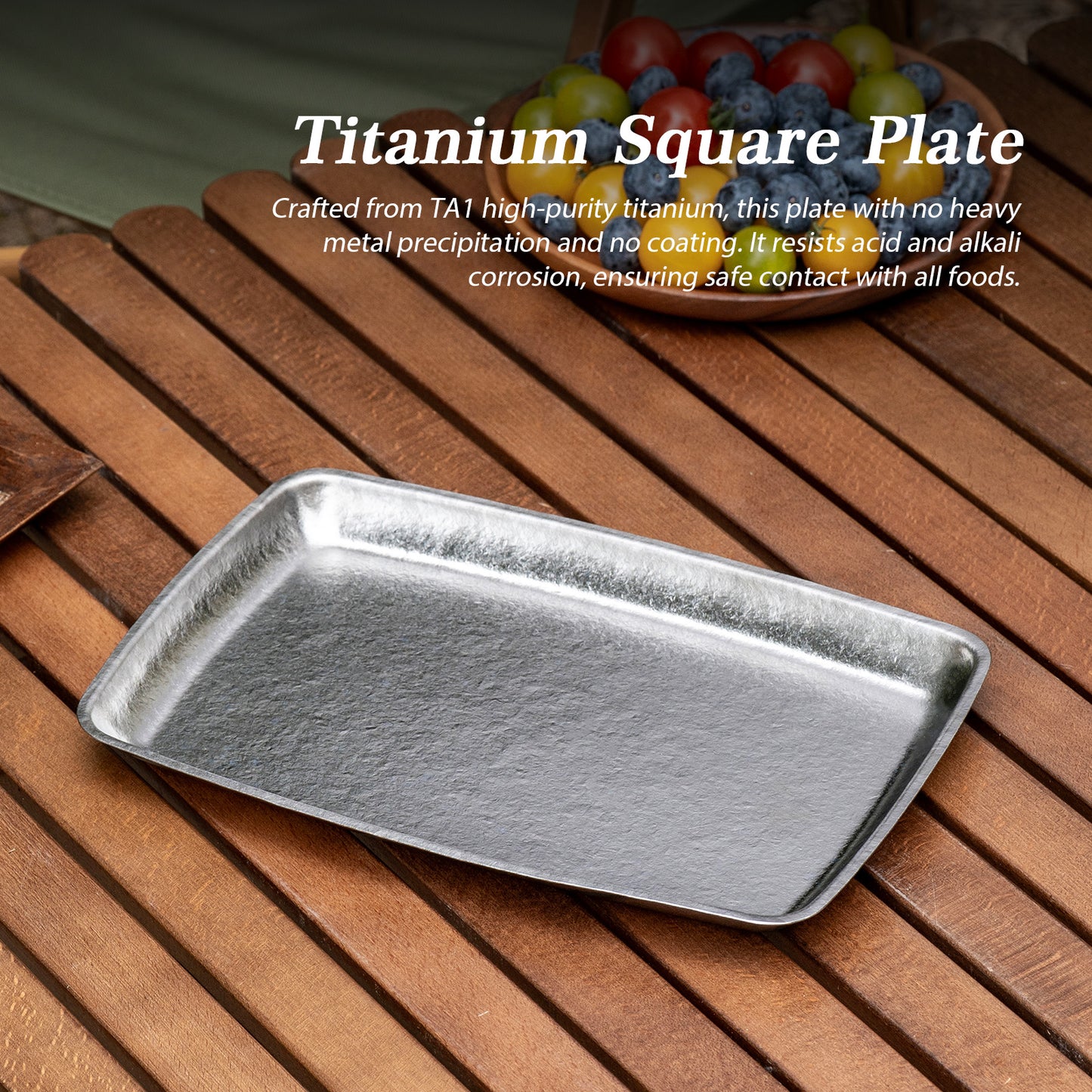 Boundless Voyage 27.7cm Titanium Square Plate | 186g Ultralight Camping Dinner Tray | Heat-Resistant & Dishwasher Safe Outdoor Tableware