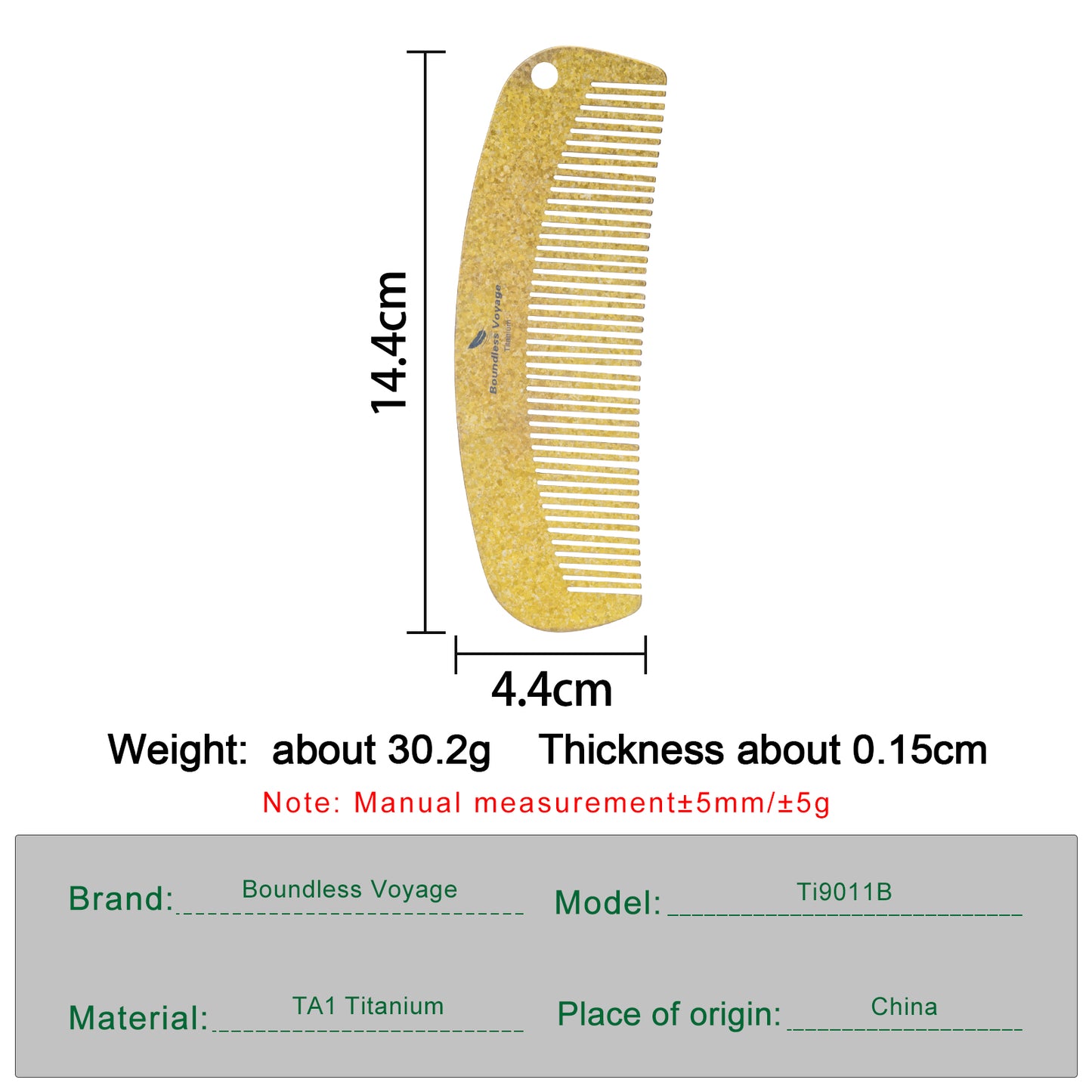 Boundless Voyage Titanium Crescent Comb – Hair & Beard Grooming Comb for Travel, EDC & Everyday Use