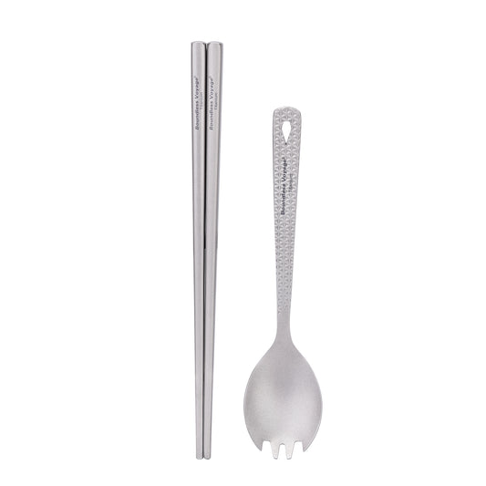 Boundless Voyage Titanium Chopsticks & Spork Set | Ultralight 2-in-1 Camping Cutlery | Non-Coated & Dishwasher Safe