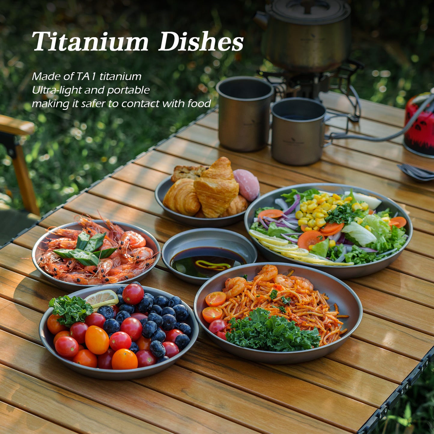 Boundless Voyage Titanium Camping Plates – Ultralight TA1 Titanium Dinner Plates for Camping, Hiking, Backpacking & Everyday Dining