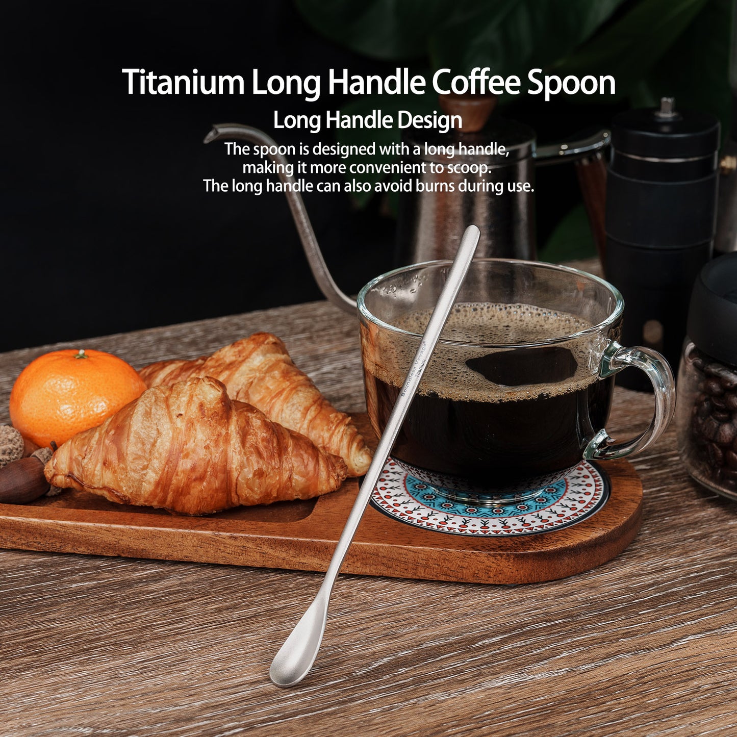Boundless Voyage Titanium Long Handle Coffee Spoon – Ultralight Camping Spoon for Mug, Coffee, Tea & Travel