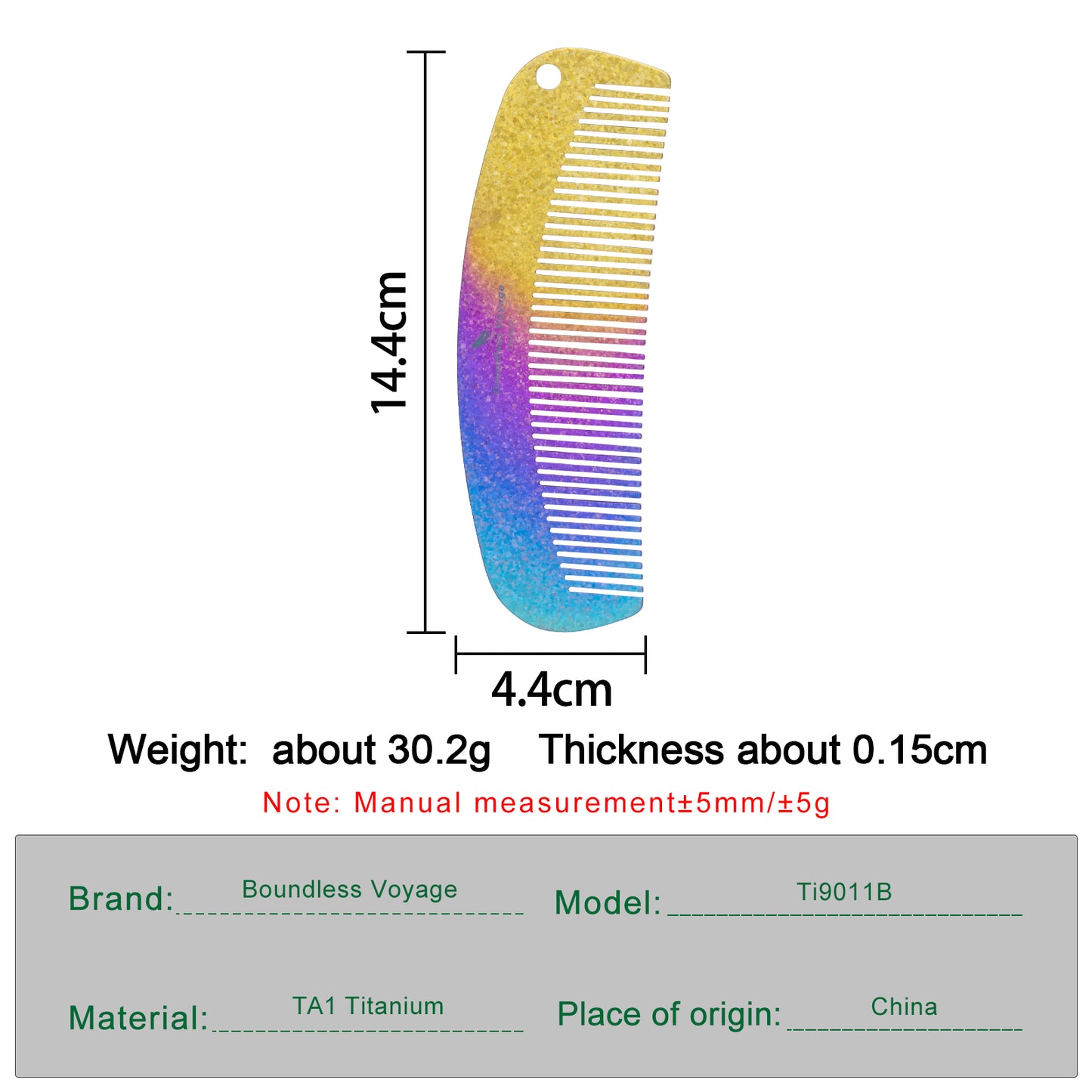 Boundless Voyage Titanium Crescent Comb – Hair & Beard Grooming Comb for Travel, EDC & Everyday Use