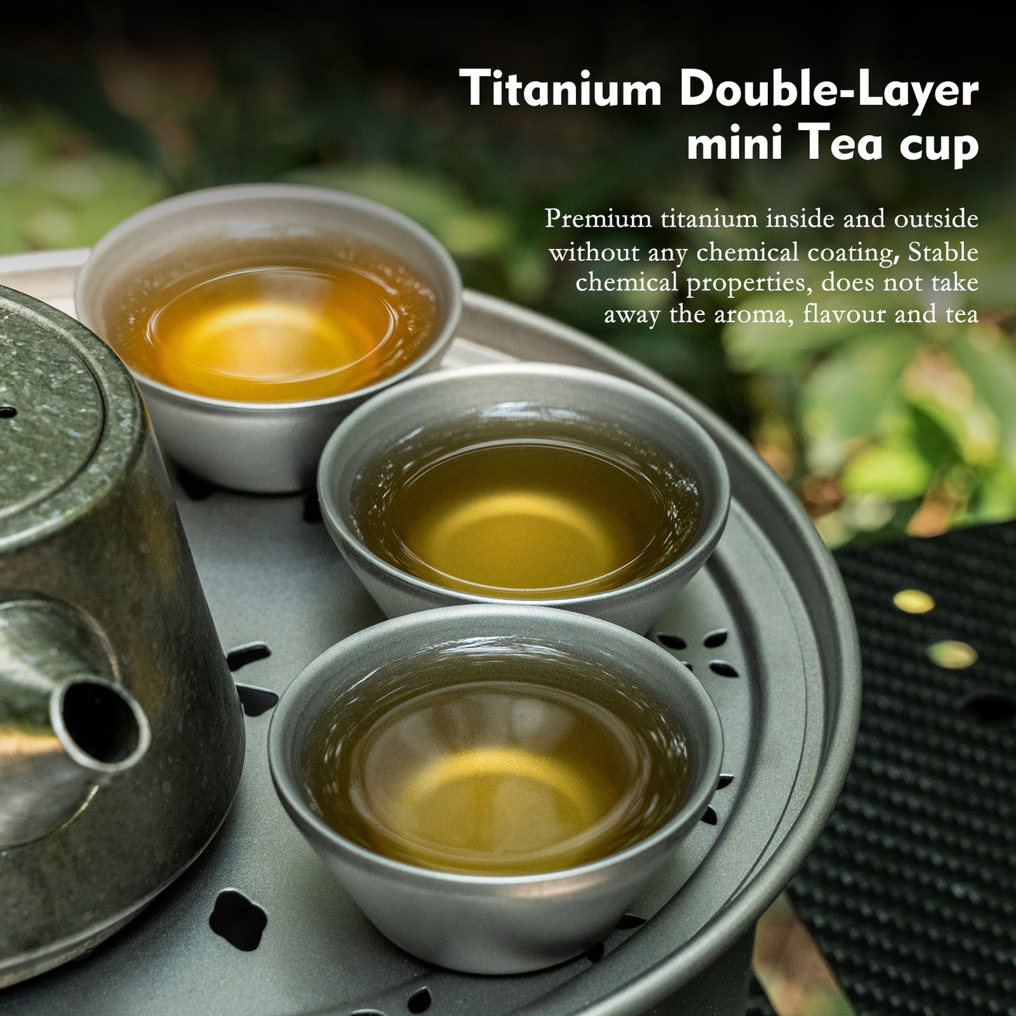 Boundless Voyage Titanium Double-Layer Mini Tea Cup Set – Portable Anti-Scald Camping Mug for Coffee, Liquor, Picnic & Hiking