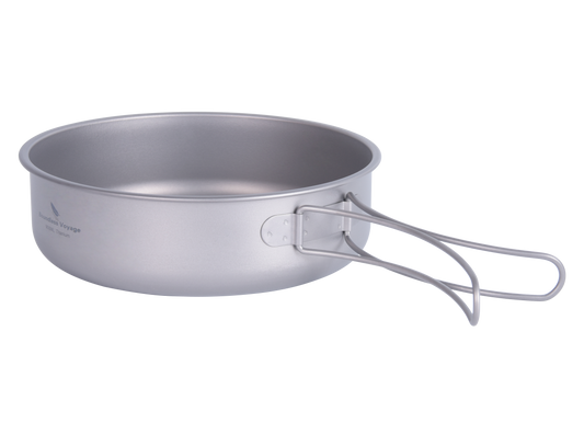Boundless Voyage 900ml Titanium Non-stick Frying Pan with Ceramic Coating – Ultralight, Folding Handle Skillet for Outdoor Camping, Hiking & Picnic | Eco-Friendly, Durable & Portable Tableware