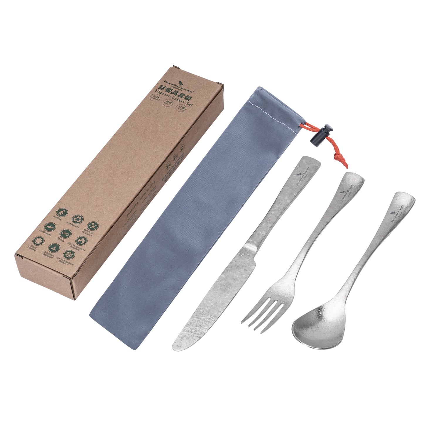 Boundless Voyage Titanium Flatware Set – Portable Outdoor Knife Fork Spoon Kit for Camping, Backpacking & Everyday Use