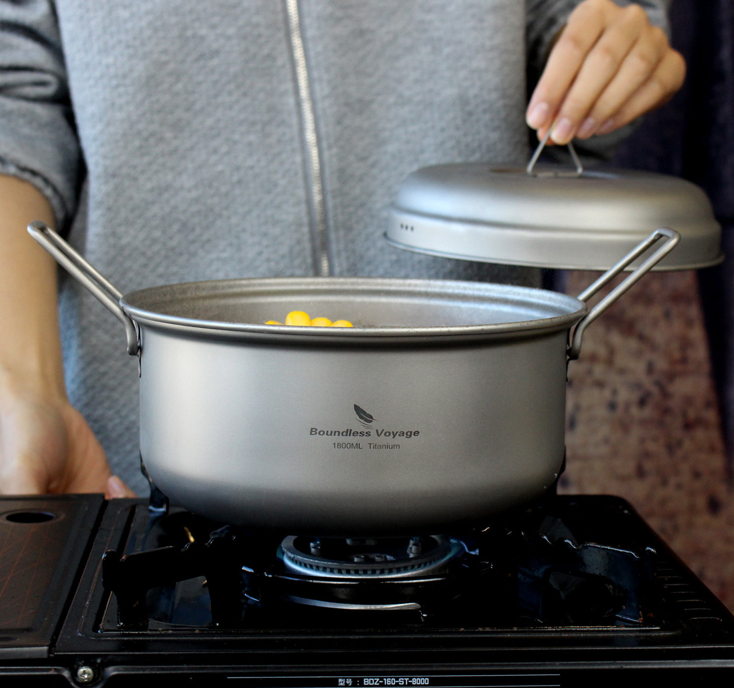 Boundless Voyage Titanium Steamer Pot Set with Lid – Ultralight Camping Stockpot & Steaming Kit, TA1 Titanium Outdoor Cookware for Backpacking, Hiking & Healthy Cooking