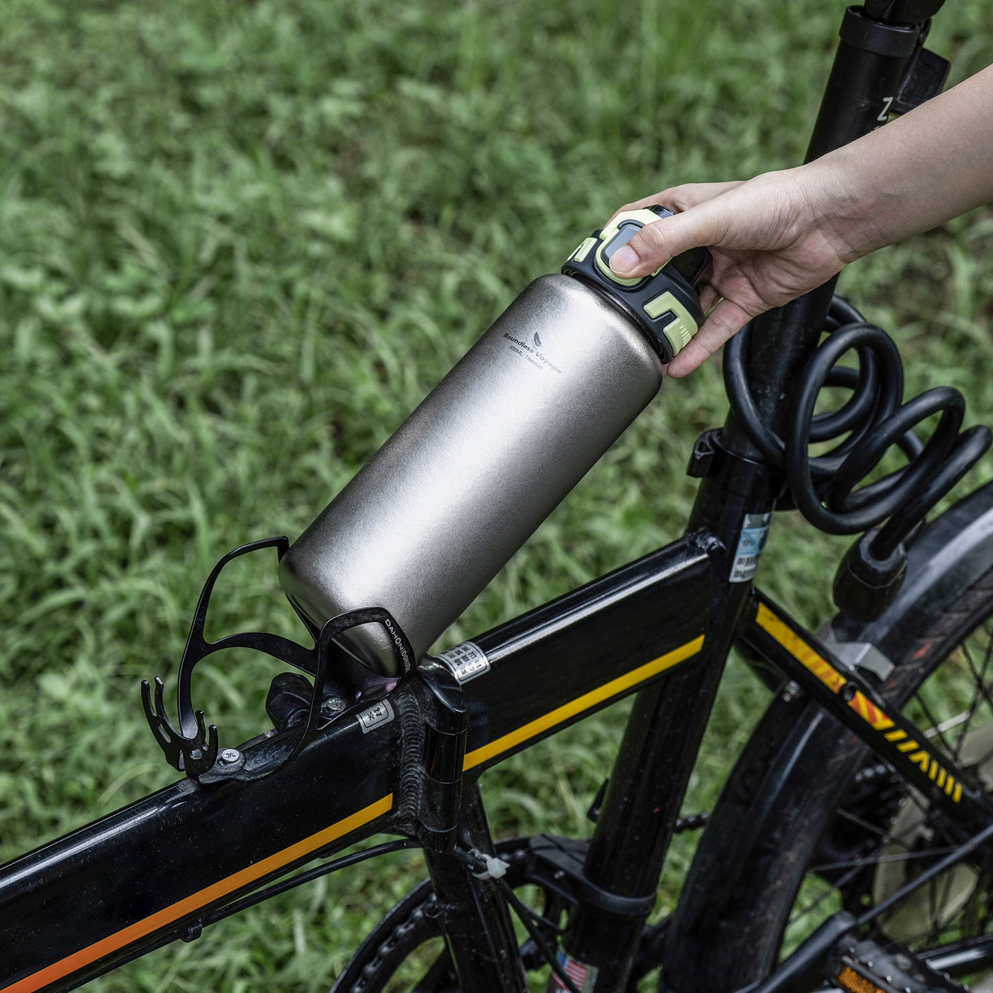 Boundless Voyage 950ml Titanium Water Bottle with Lids – TA1 Ultralight Wide Mouth Canteen for Hiking, Camping & Travel
