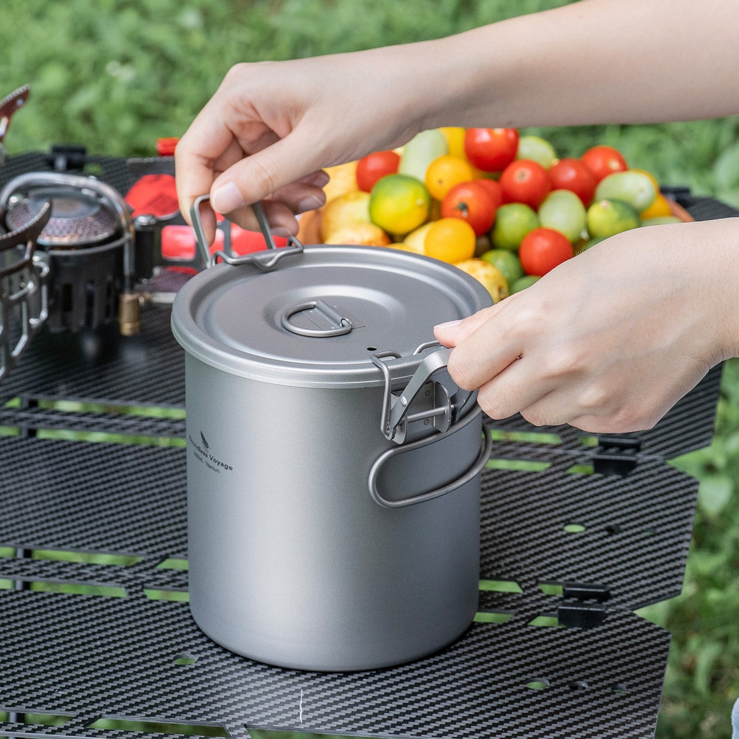 Boundless Voyage Titanium Rice Cooker Pot Ultralight Camping Cookware for Hiking & Travel