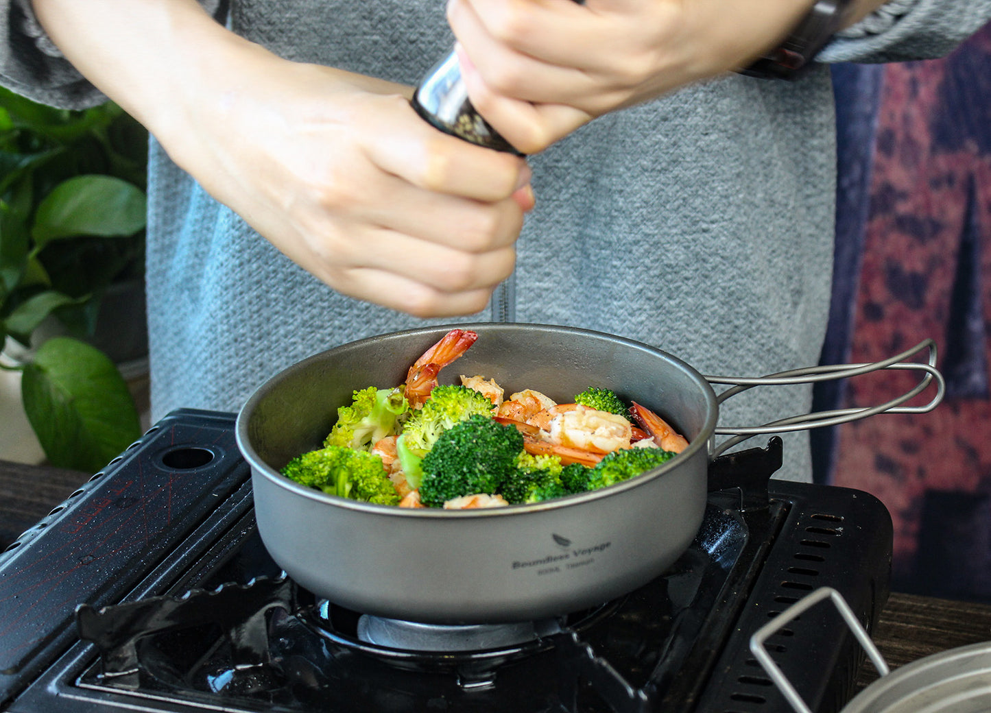 Boundless Voyage Titanium Camping Cookware Set 1900ml+900ml with Steamer – Multifunctional Pot, Frying Pan & Lid Kit, Ultralight Outdoor Cooking System for Hiking & Backpacking