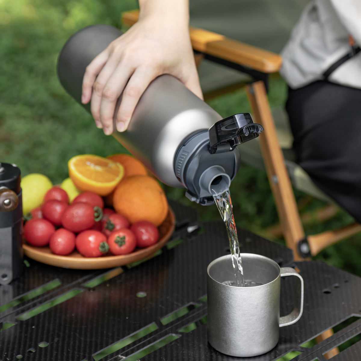 Boundless Voyage 1500ml Titanium Water Bottle – Lightweight Leak-Proof 1.5L Bottle with 2 Lids for Camping, Hiking, Travel & Gym