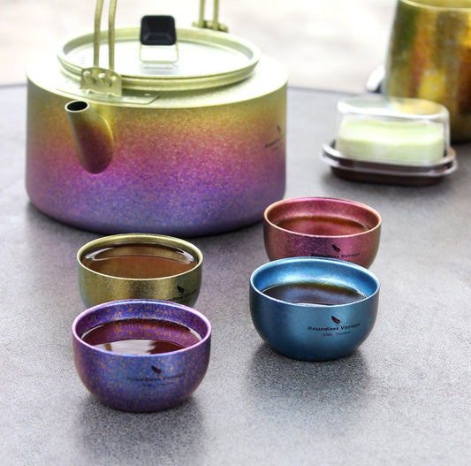 Boundless Voyage 50ml Double-Wall Titanium Cup – Colorful Insulated Espresso & Tea Shot Cup, Ultralight TA1 Titanium Mini Mug for Camping, Whiskey & Travel